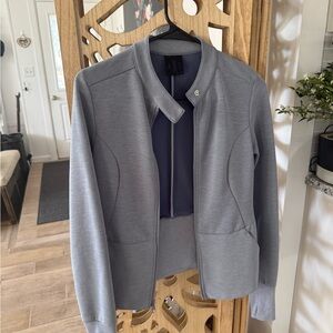 Women's Gray Blue Fitted Athletic Jacket